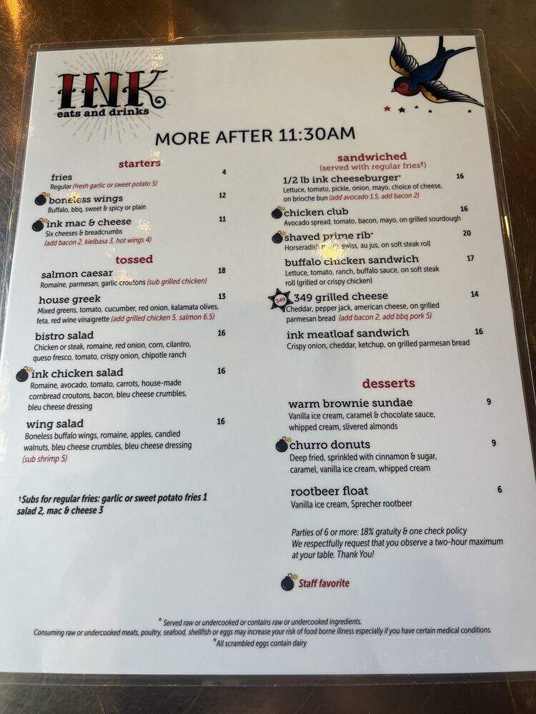 Ink Eats & Drinks - Sacramento, CA menu_pic