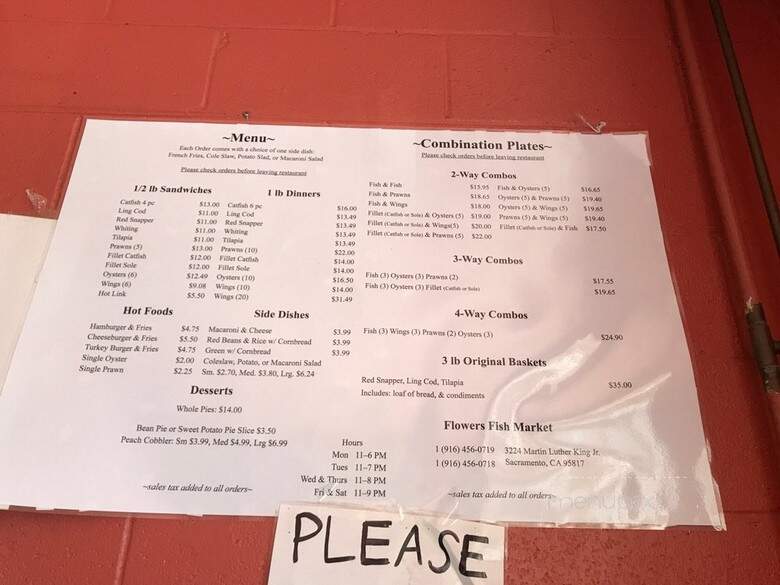 Flowers Restaurant - Sacramento, CA menu_pic
