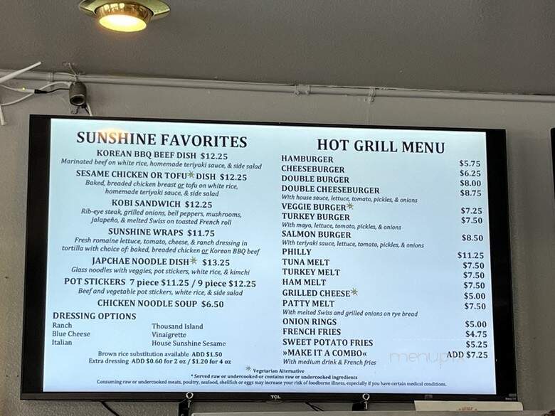 Sunshine Cafe - Sacramento, CA menu_pic