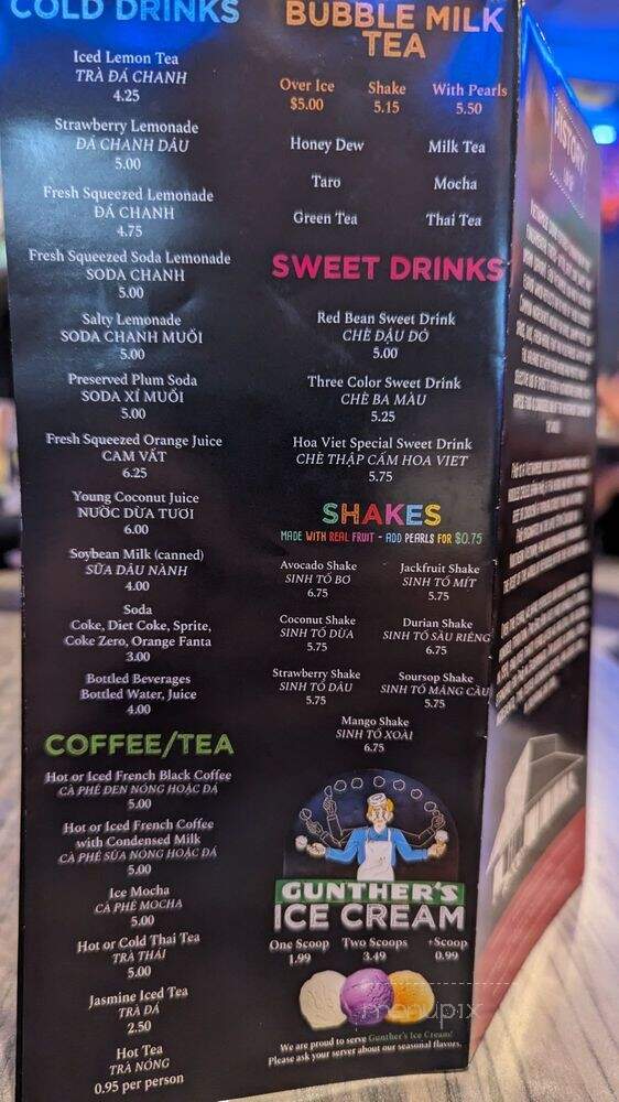 Hoa Viet Restaurant - Sacramento, CA menu_pic
