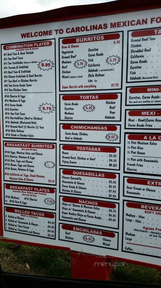 Carolina's Mexican Restaurant - Sacramento, CA menu_pic