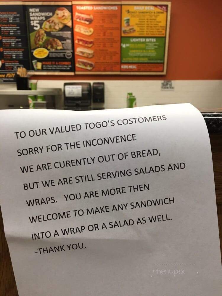 Togo's - Sacramento, CA menu_pic