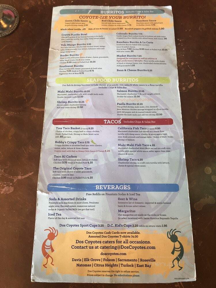 Dos Coyote - Sacramento, CA menu_pic