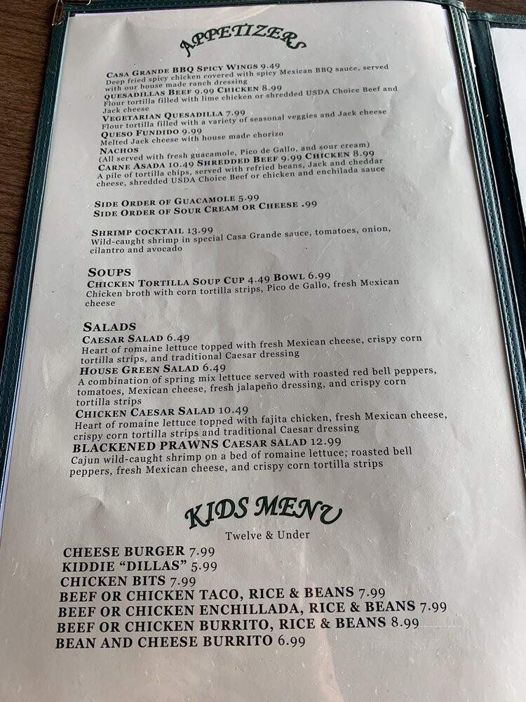 Casa Grande Mexican Bar - Tracy, CA menu_pic