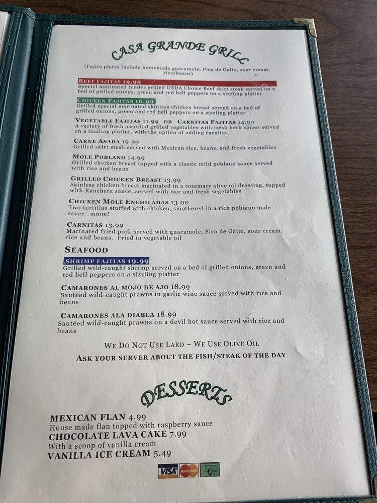 Casa Grande Mexican Bar - Tracy, CA menu_pic