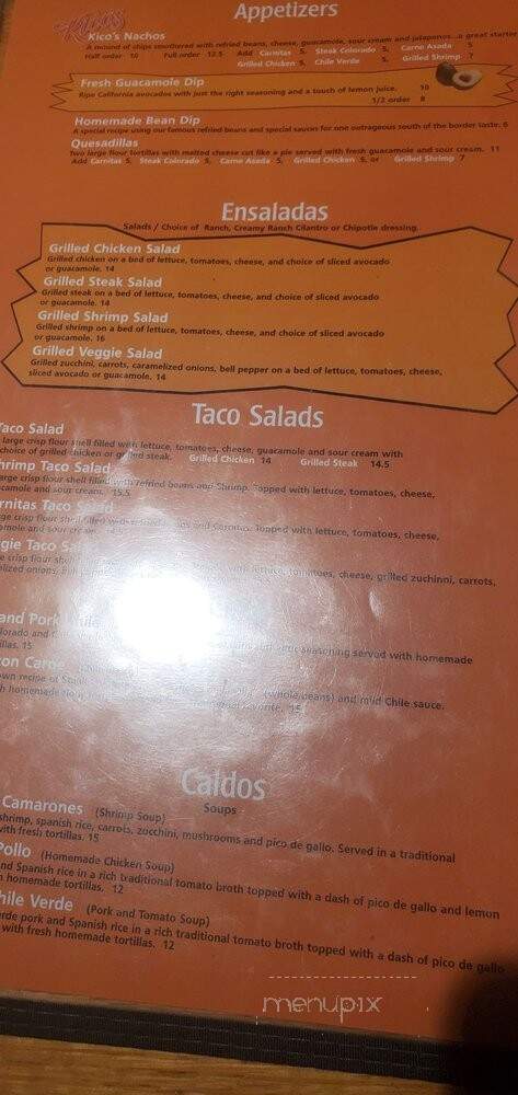 Kico's Mexican Food - Sacramento, CA menu_pic