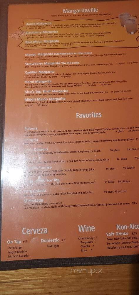 Kico's Mexican Food - Sacramento, CA menu_pic