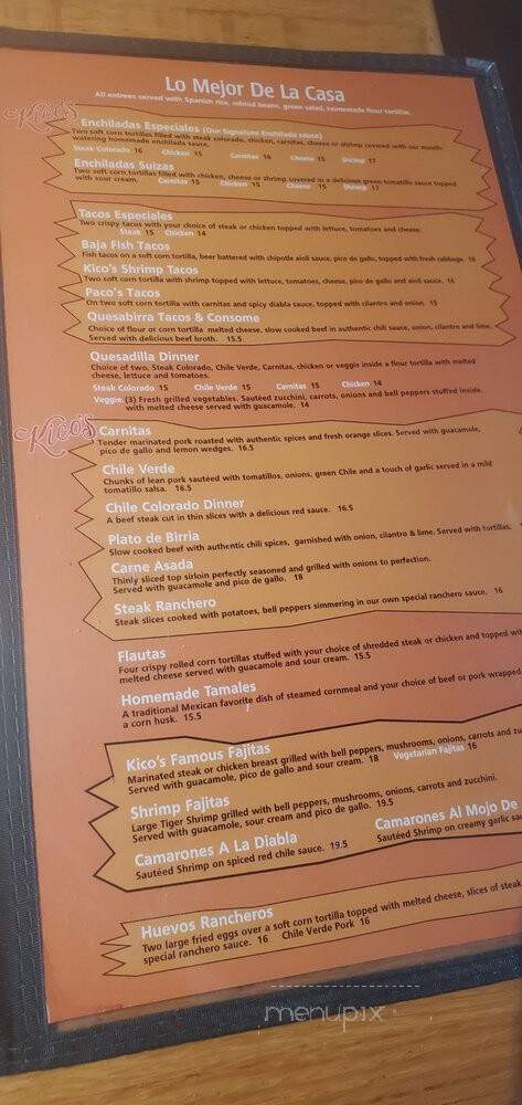 Kico's Mexican Food - Sacramento, CA menu_pic