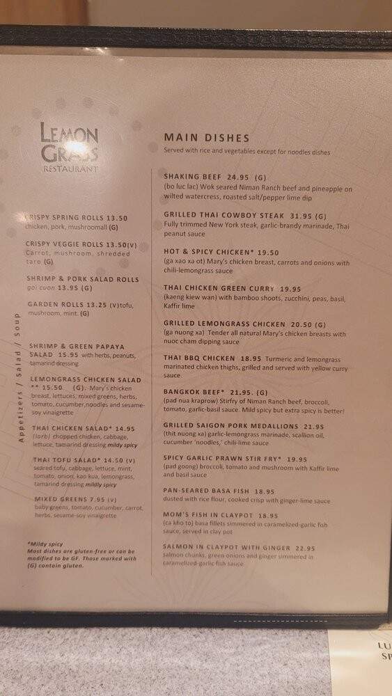 Lemon Grass Restaurant - Sacramento, CA menu_pic