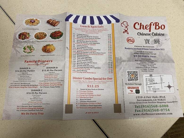 Chef Bo - Sacramento, CA menu_pic