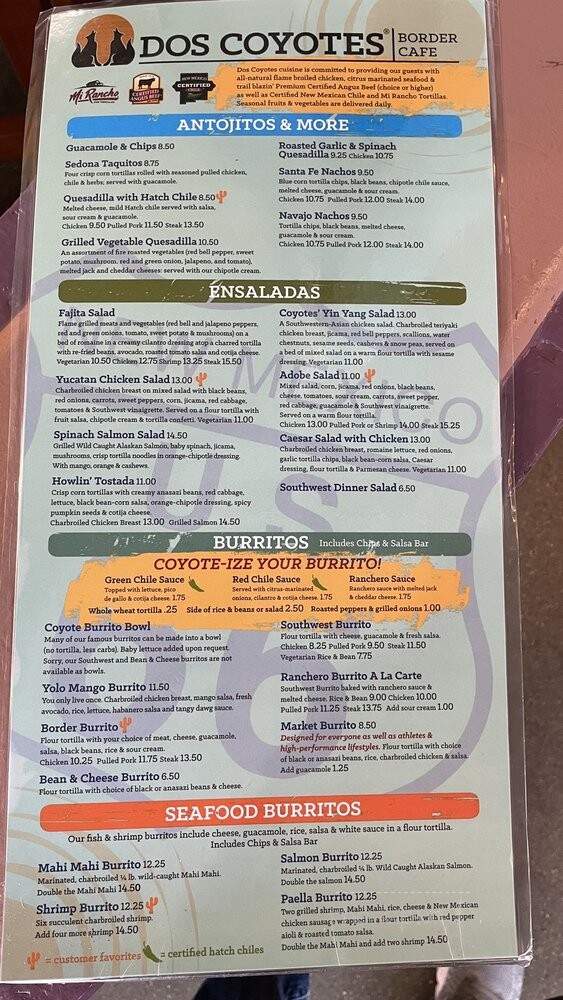 Dos Coyotes Border Cafe - Elk Grove, CA menu_pic