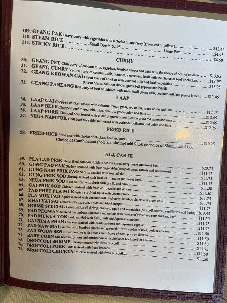 Bangkok Restaurant - Stockton, CA menu_pic