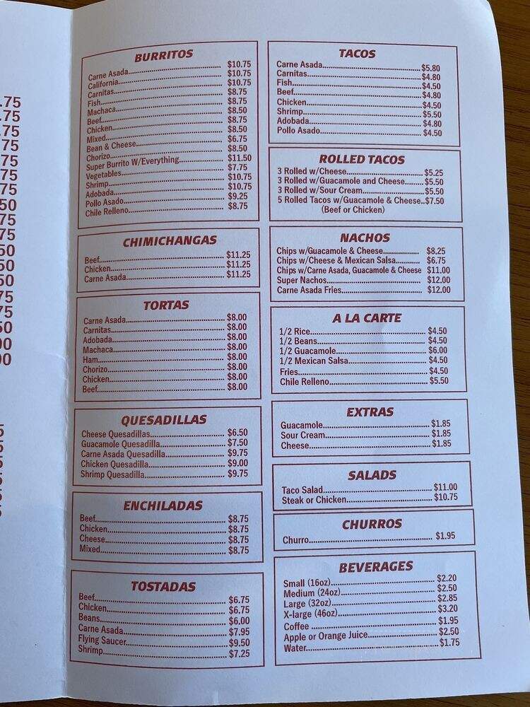 Adalberto's Mexican Food - Stockton, CA menu_pic