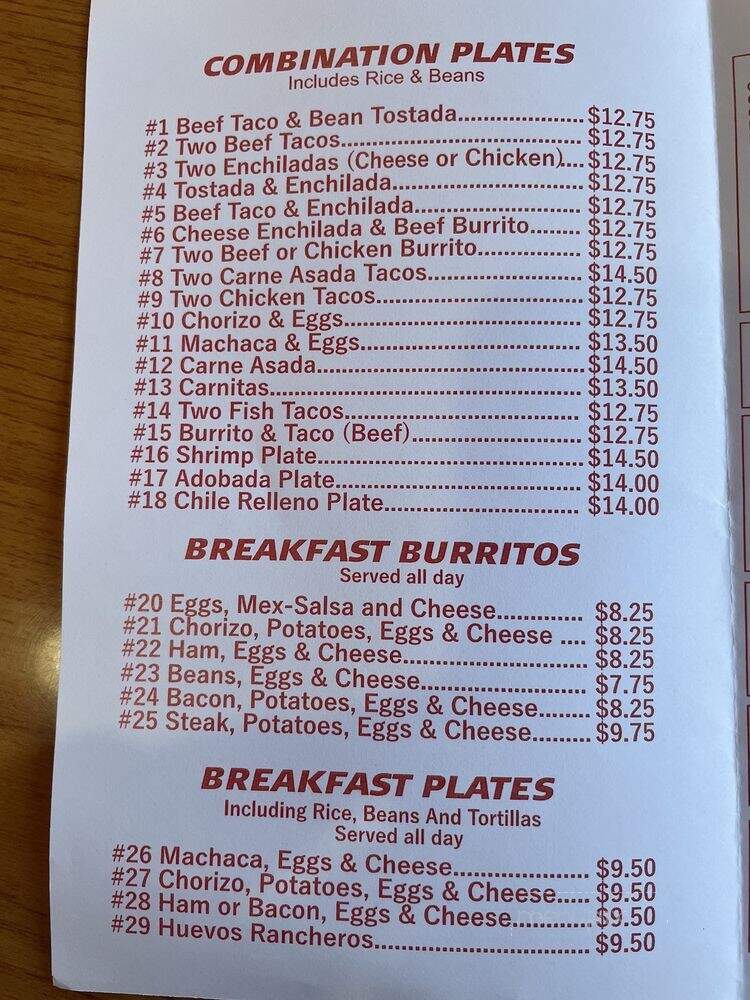 Adalberto's Mexican Food - Stockton, CA menu_pic