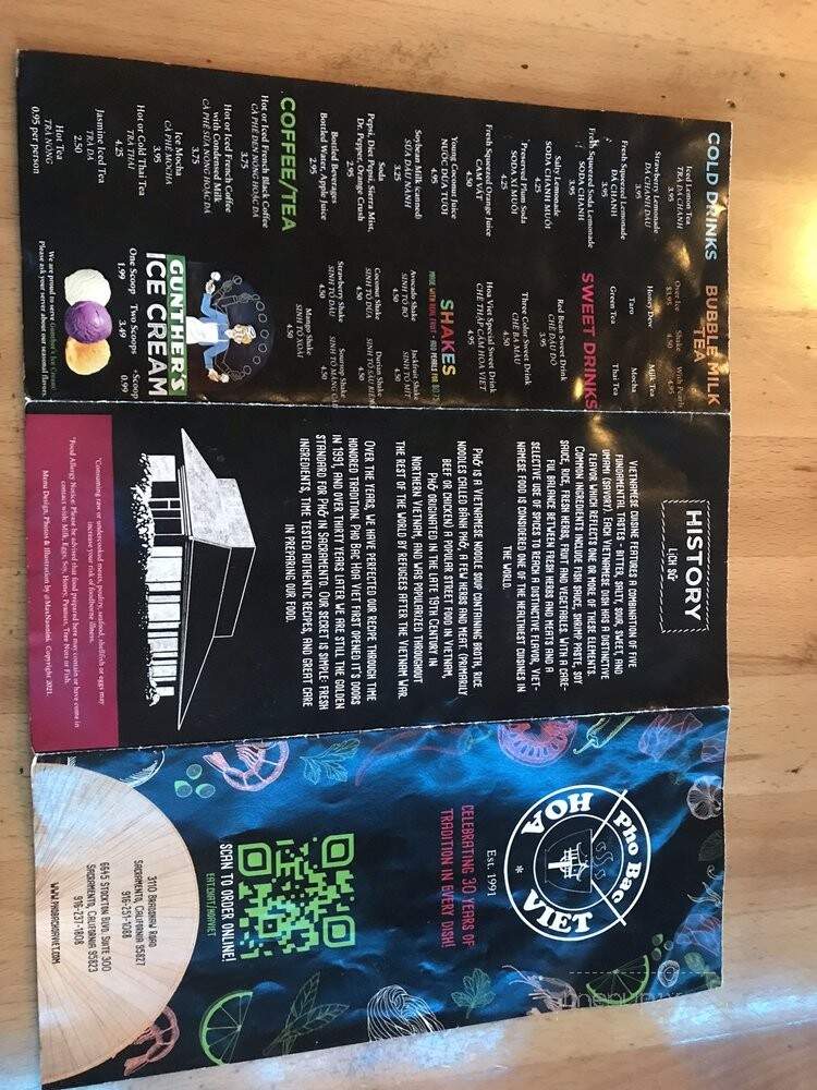 Pho Bac Hoa Viet - Sacramento, CA menu_pic