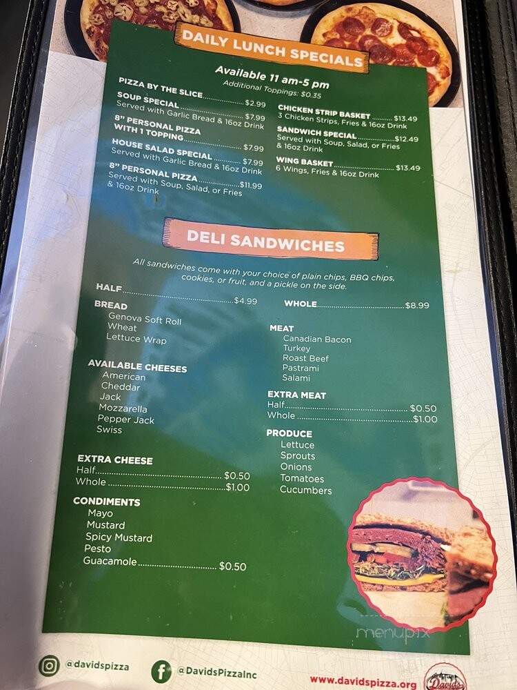 David's New York Style Pizza - Stockton, CA menu_pic