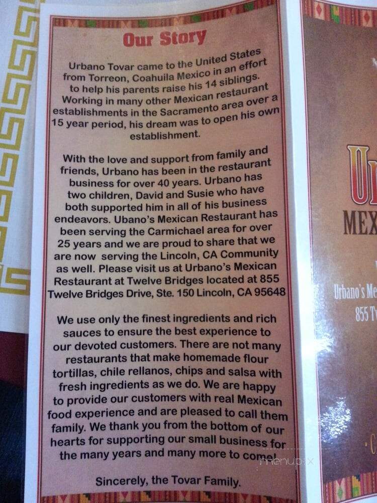 Urbano's Mexican Restaurant - Carmichael, CA
