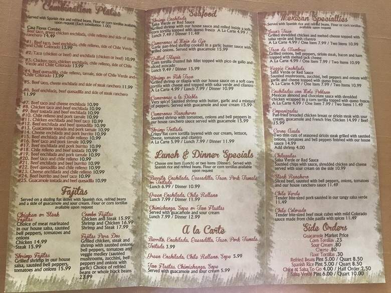 Casa Flores - Stockton, CA menu_pic