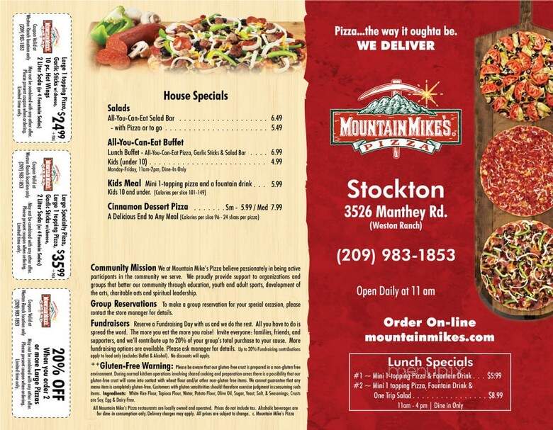 Mountain Mike's Pizza - Stockton, CA menu_pic