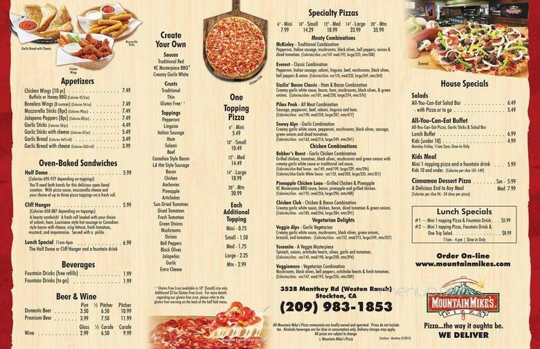 Mountain Mike's Pizza - Stockton, CA menu_pic
