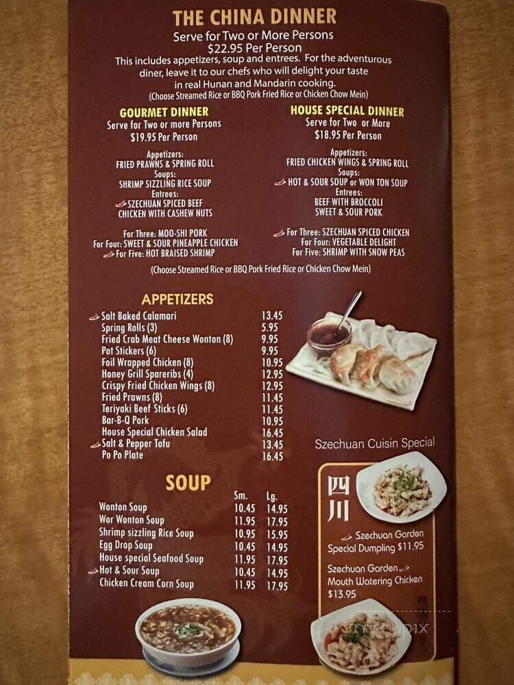Szechuan Garden - Fair Oaks, CA menu_pic