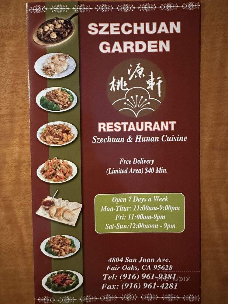 Szechuan Garden - Fair Oaks, CA menu_pic