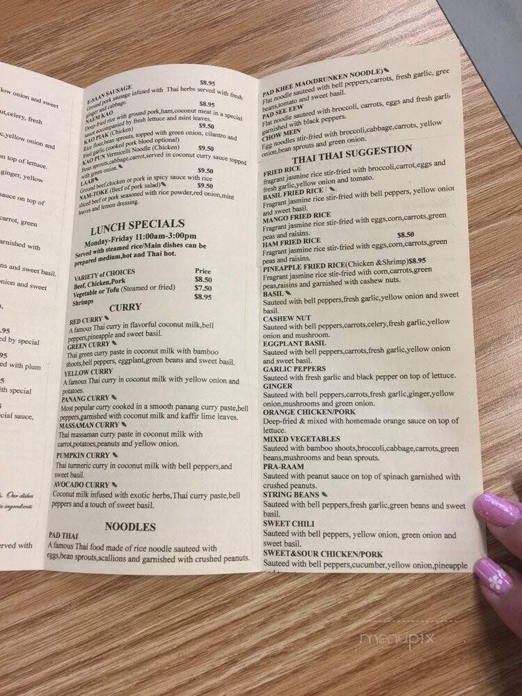 Thai Palace - Stockton, CA menu_pic
