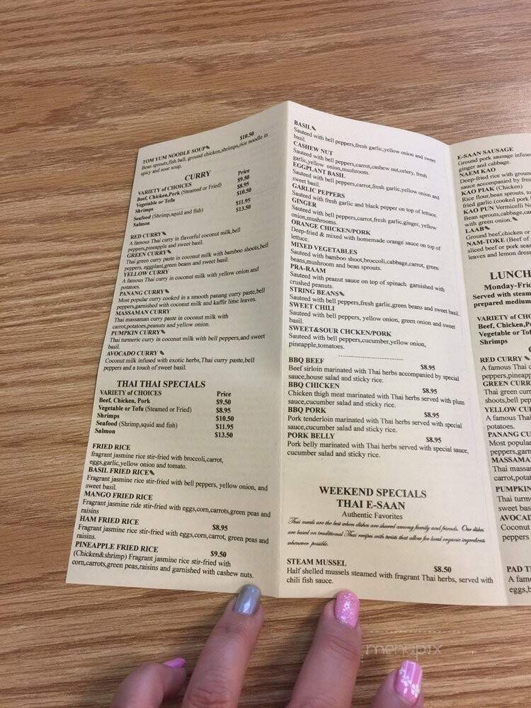 Thai Palace - Stockton, CA menu_pic