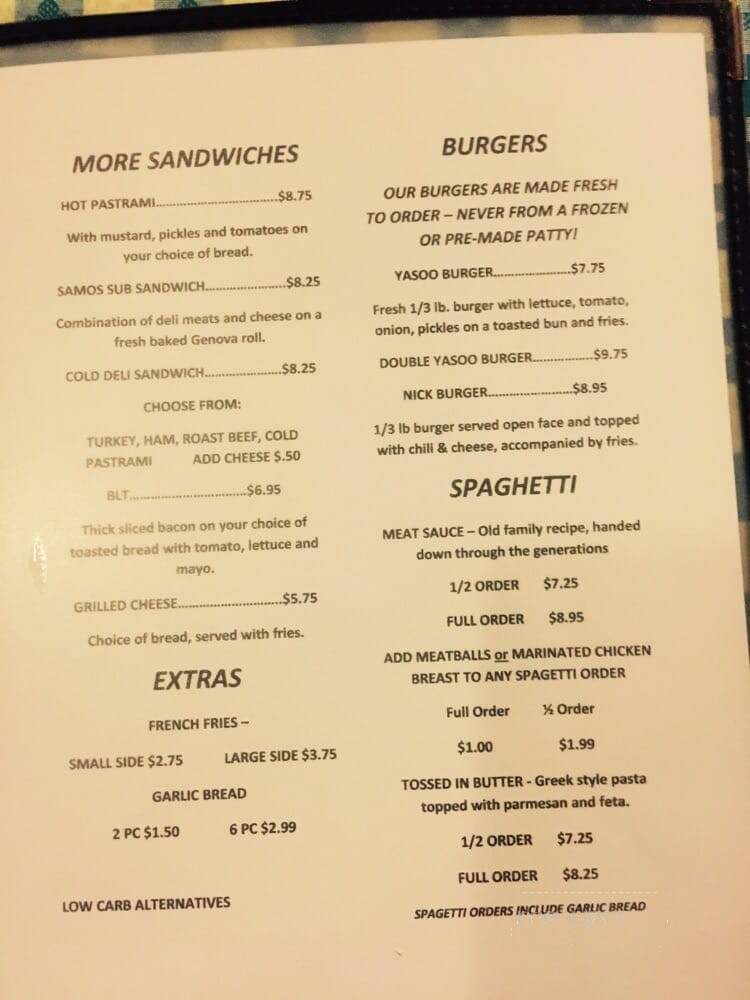 Yasoo Yani Restaurant - Stockton, CA menu_pic
