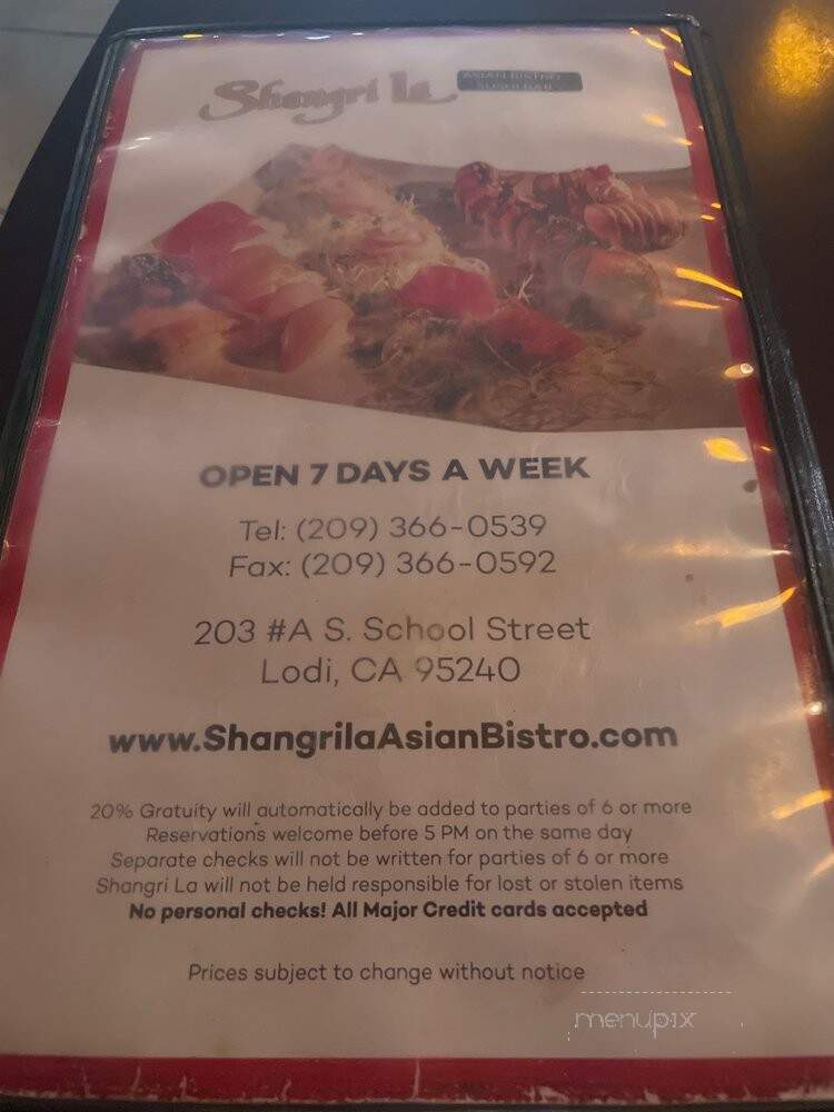 Shangri La Asian Bistro - Lodi, CA menu_pic