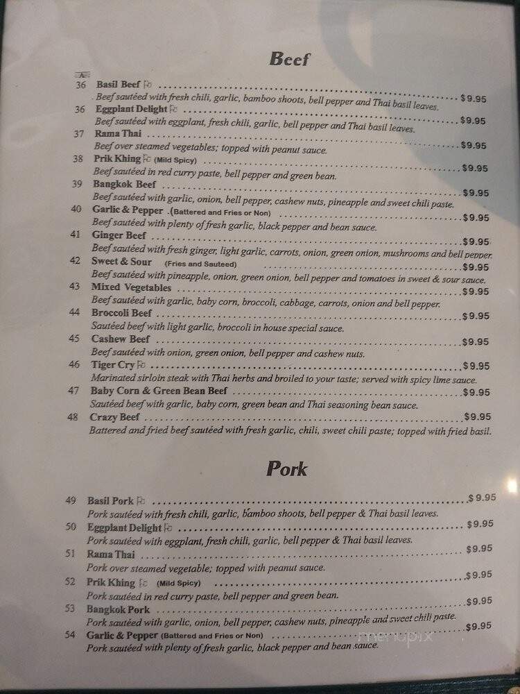 Thai Smile Cousine - Rancho Cordova, CA menu_pic