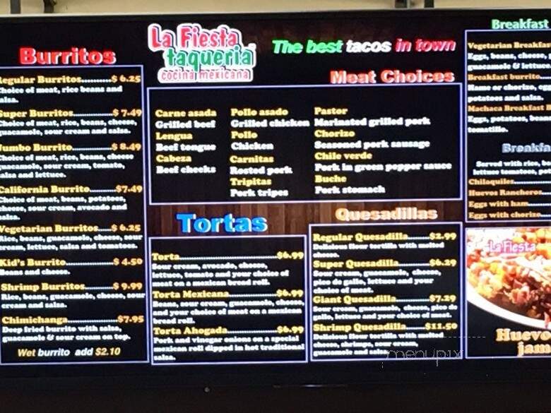 La Fiesta Taqueria - Citrus Heights, CA menu_pic