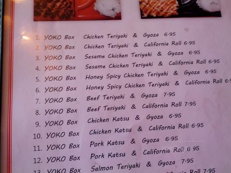 Yoko Sushi - Roseville, CA menu_pic