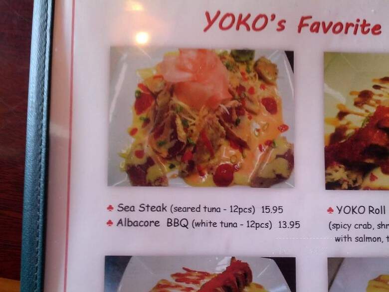 Yoko Sushi - Roseville, CA menu_pic