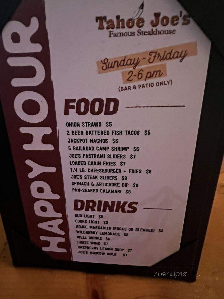 Tahoe Joe's Famous Steak House - Roseville, CA menu_pic