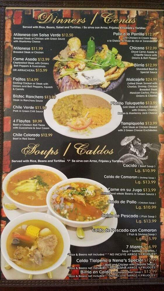 Nena's Restaurant - Stockton, CA menu_pic