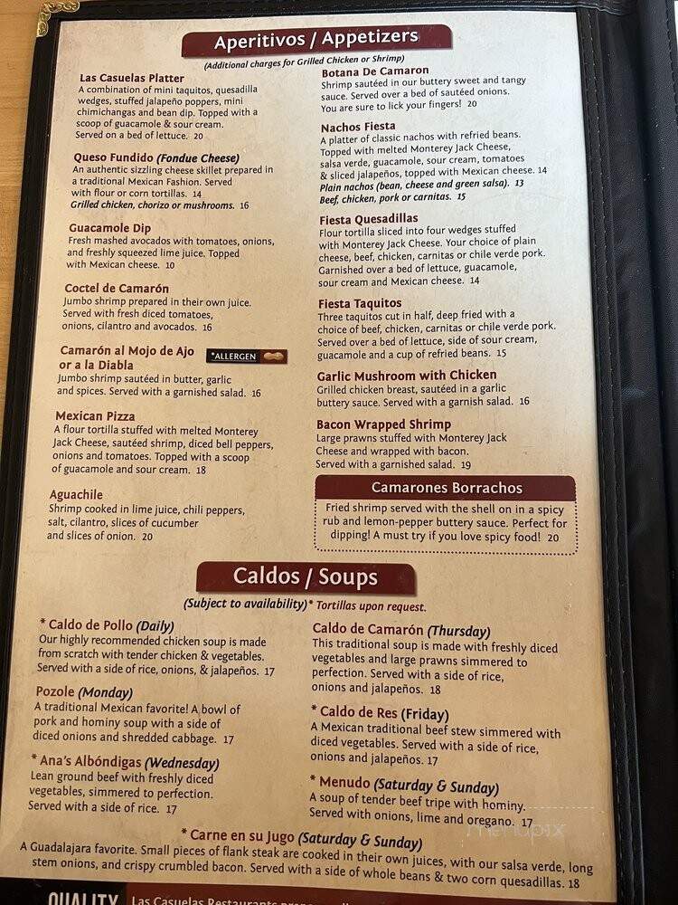 La Casuelas - Manteca, CA menu_pic