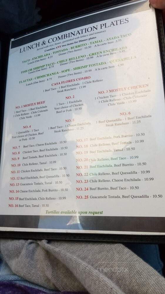 Casa Flores Restaurant - Stockton, CA menu_pic