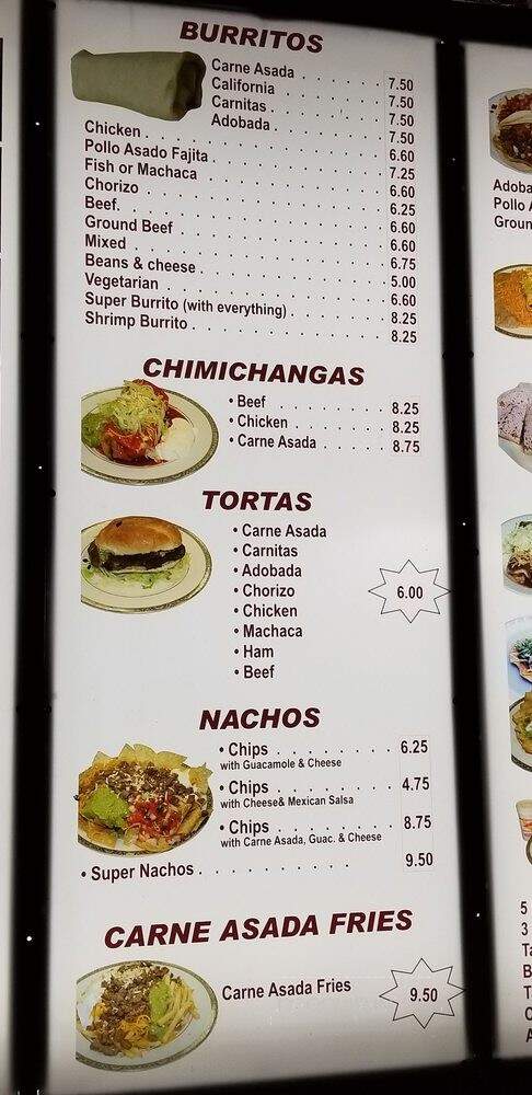 Adalberto's Mexican Food - Orangevale, CA menu_pic