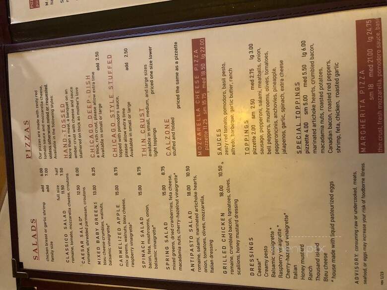 Pizzeria Classico - Folsom, CA menu_pic