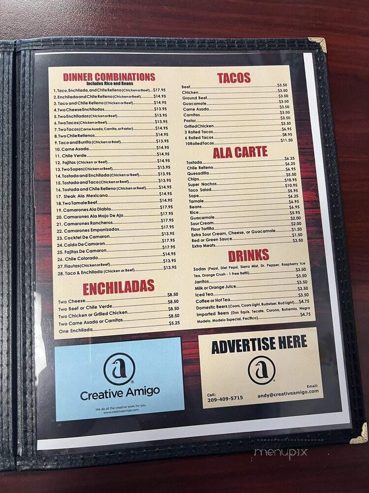 La Hacienda - Salida, CA menu_pic