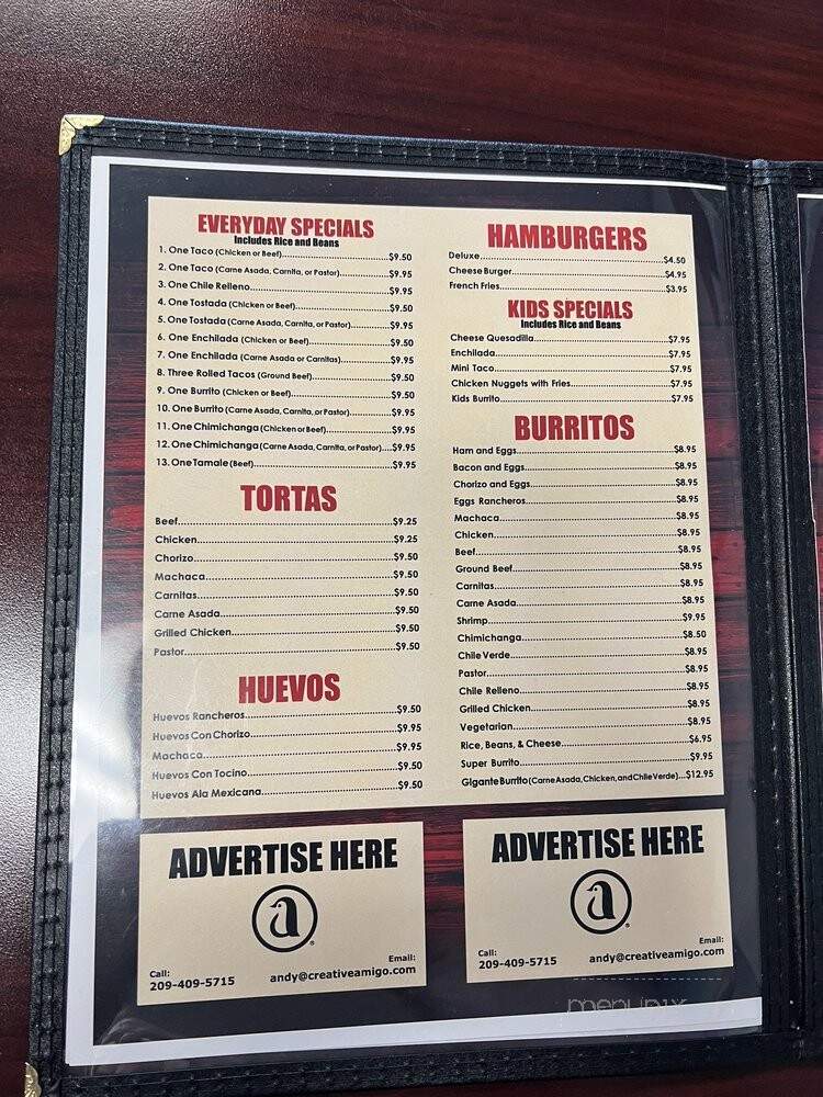 La Hacienda - Salida, CA menu_pic