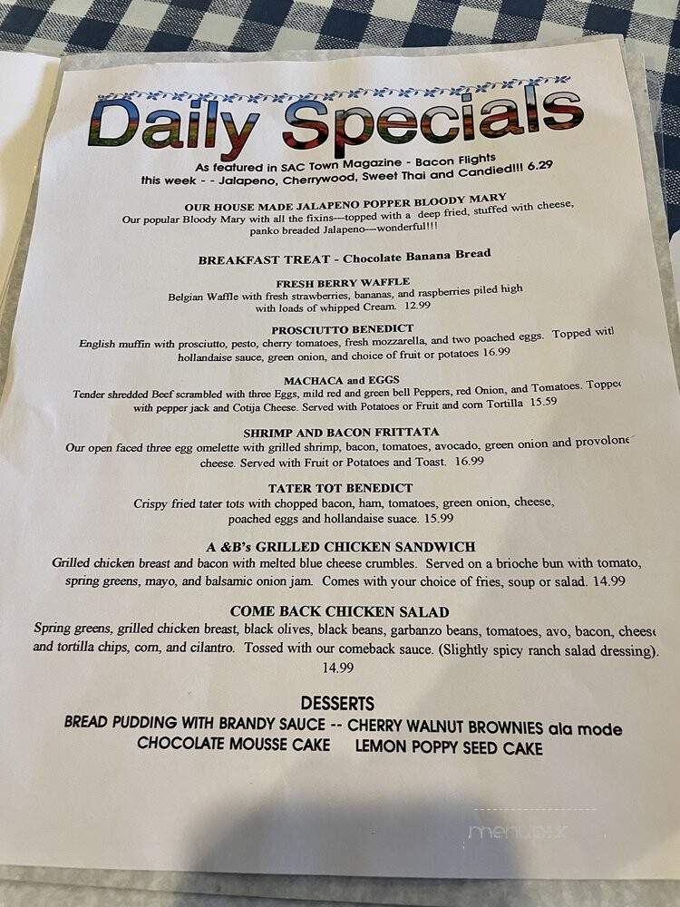 Mary Belle's Restaurant - Auburn, CA menu_pic