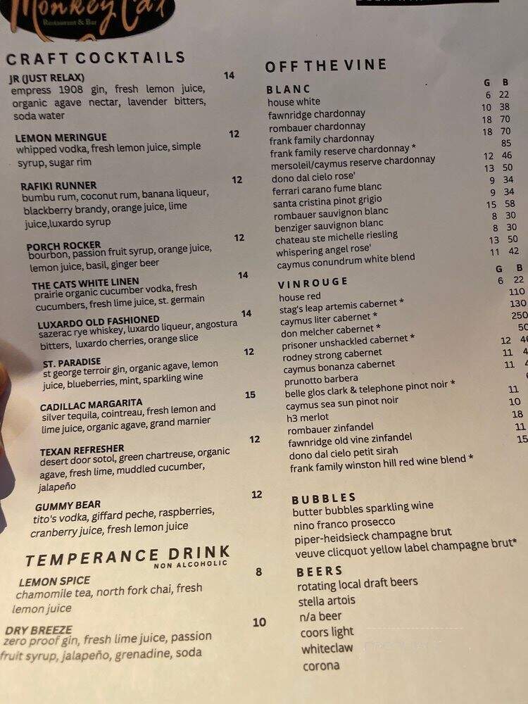 Monkey Cat - Auburn, CA menu_pic