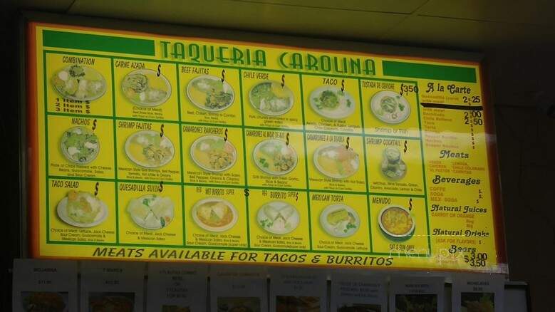 Taqueria Carolina - Modesto, CA menu_pic