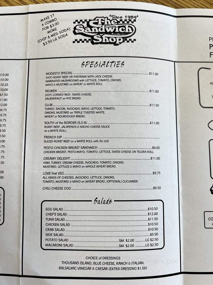 Sandwich Shop - Modesto, CA menu_pic