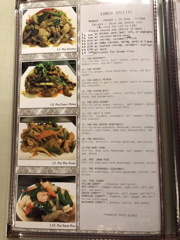Thailand Restaurant - Modesto, CA menu_pic