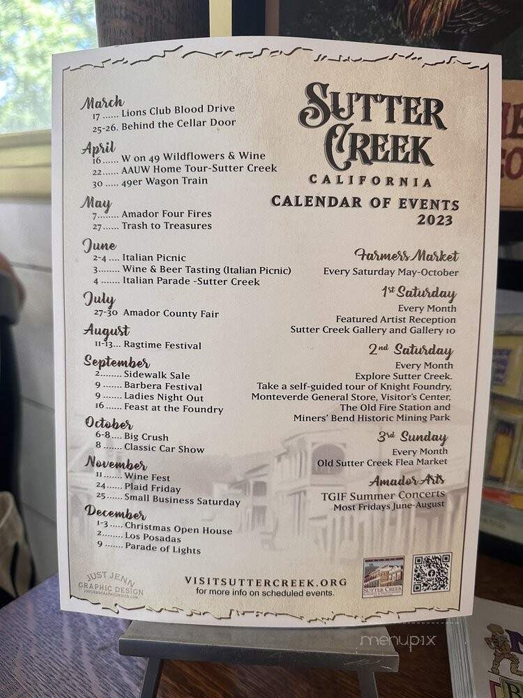 Back Roads Coffee House - Sutter Creek, CA menu_pic