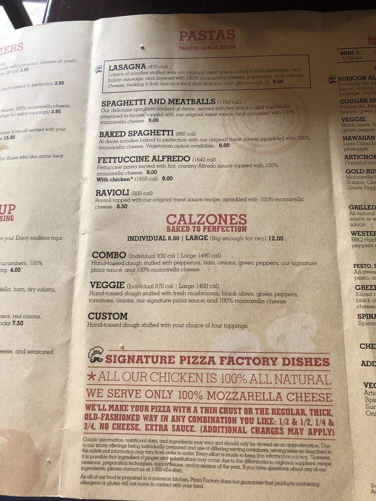 Pizza Factory - Placerville, CA menu_pic