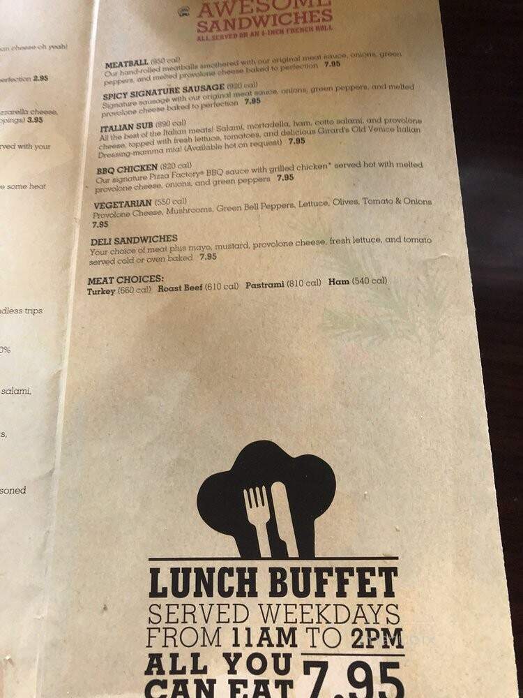 Pizza Factory - Placerville, CA menu_pic